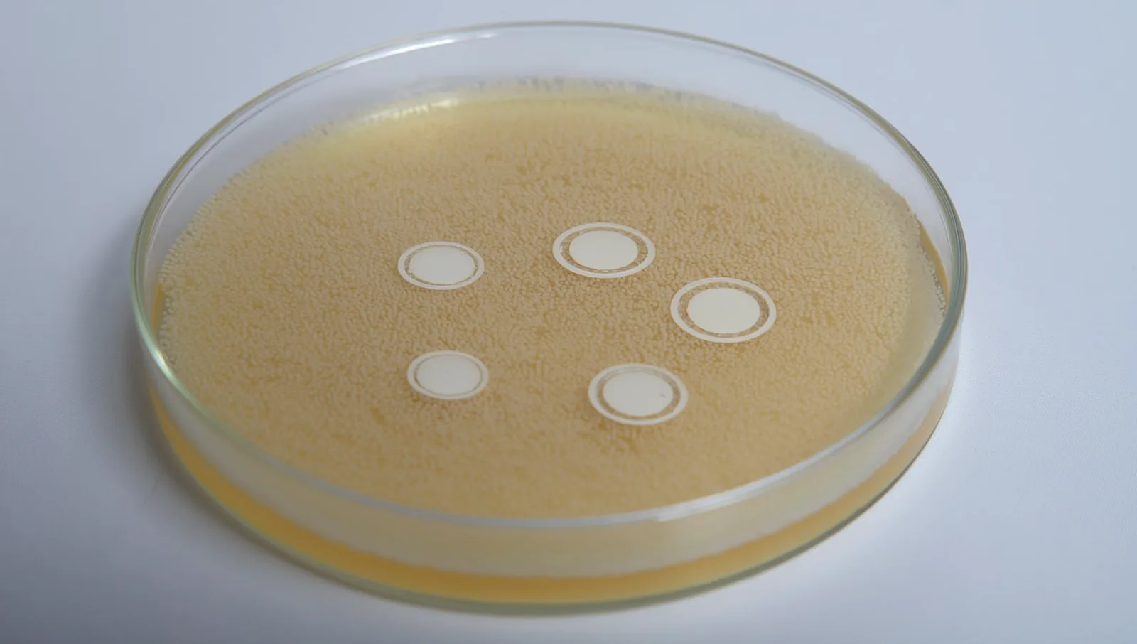 Culture plate with antibiotic test discs