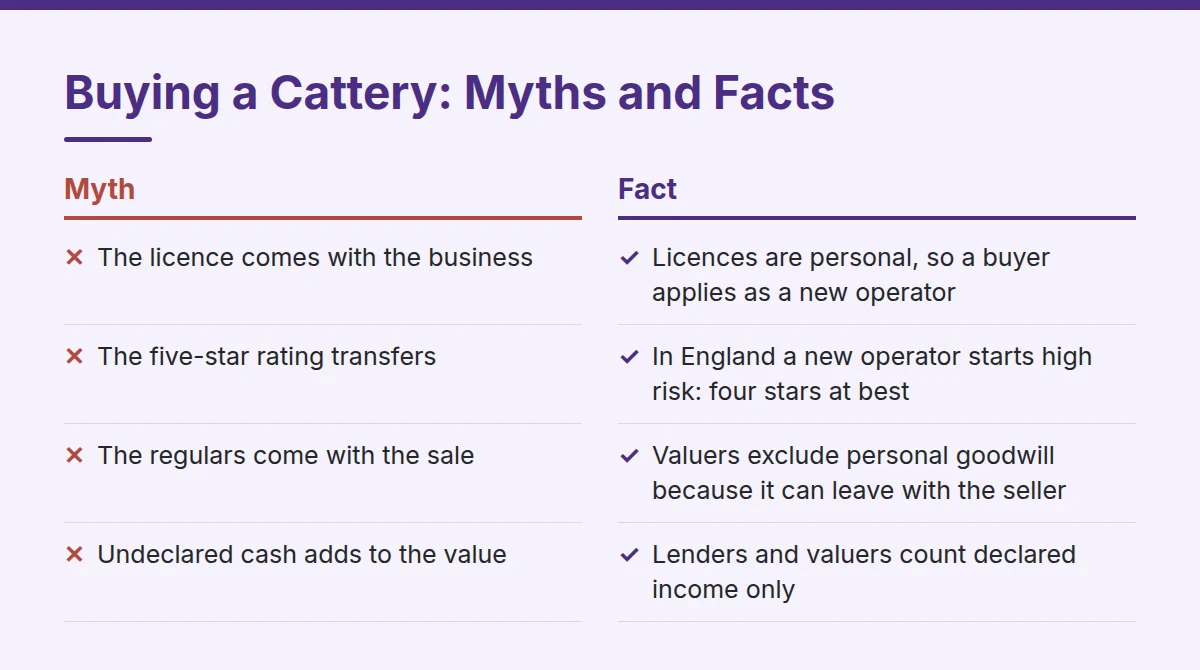 Summary card: Buying a Cattery: Myths and Facts