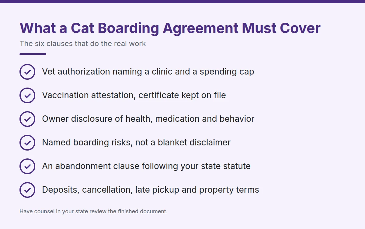 Summary card: What a Cat Boarding Agreement Must Cover
