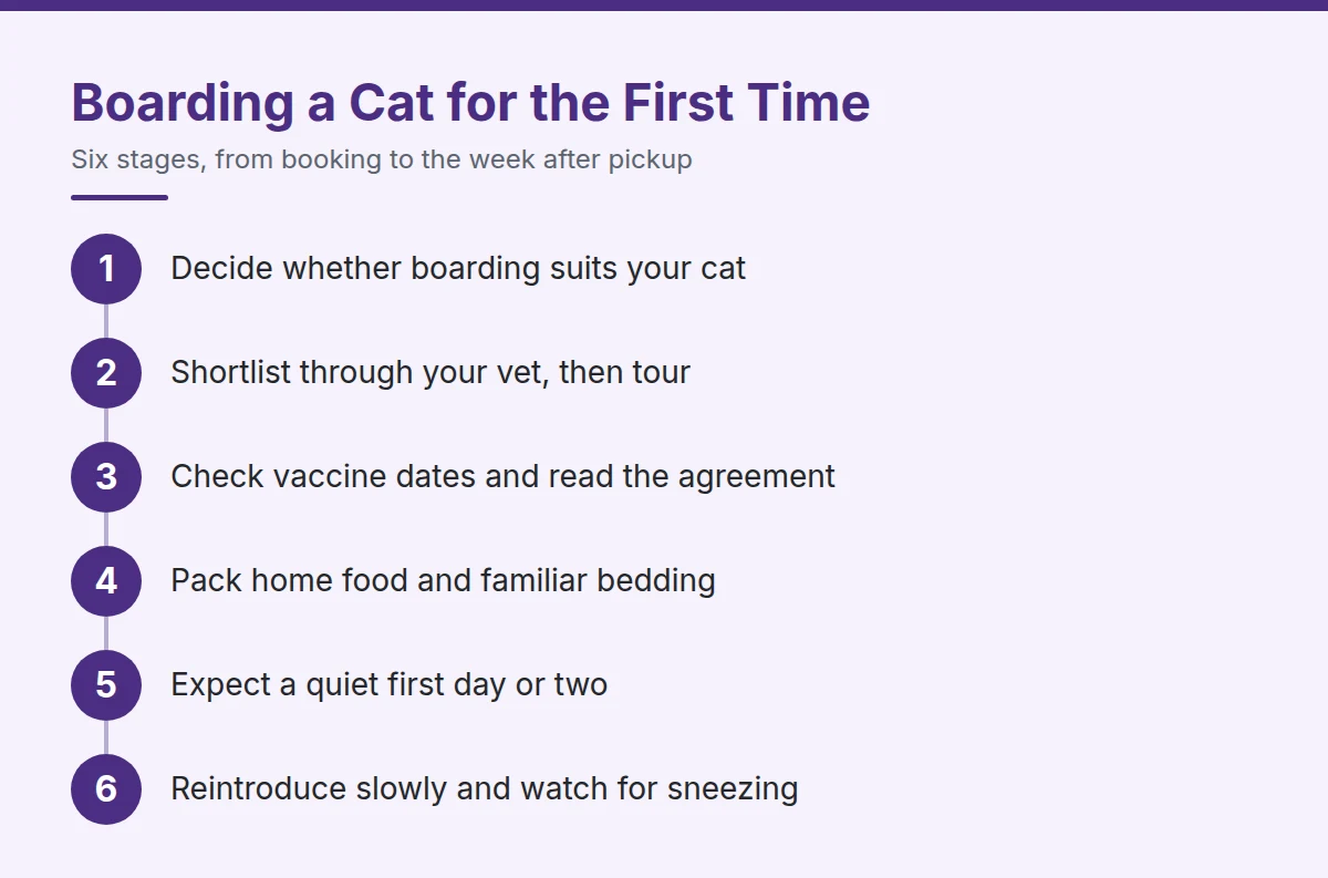 Summary card: Boarding a Cat for the First Time